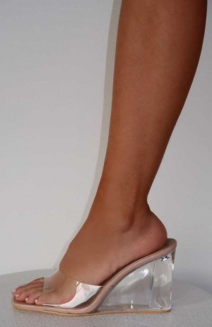 White Fox Barely There Wedges Nude Patent | YMDPKL-045