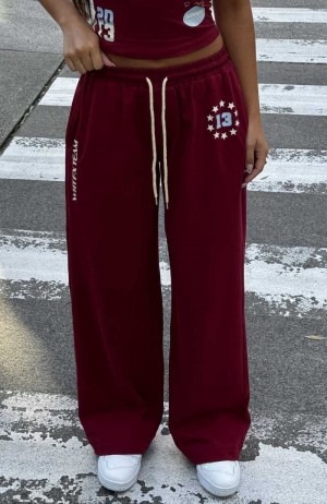 White Fox Full Schedule Track Pants Burgundy | JHASRG-648
