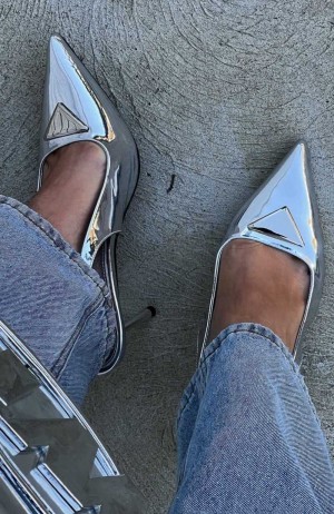 White Fox Georgie Slingback Heels Silver | LMBURE-671