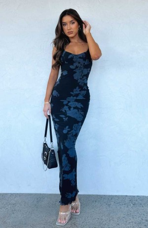 White Fox I Don't Miss You Maxi Dress Noir Rose | MOFJUR-327