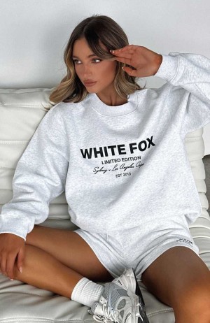 White Fox Manifest It Oversized Sweater Grey Marle | IQJFKD-158