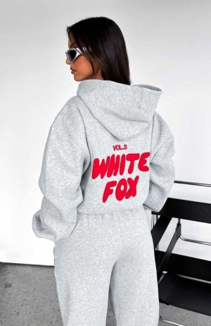 White Fox Offstage Hoodie Alloy Grey | XHYJIO-935