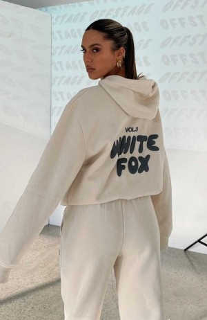 White Fox Offstage Hoodie Pebble | ZDLIHB-170