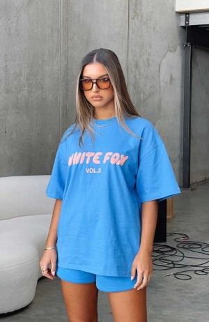 White Fox Offstage Oversized Tee Azure | RJWTNB-074