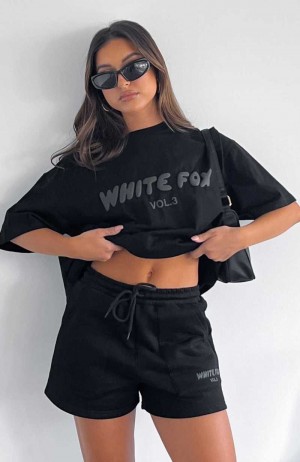 White Fox Offstage Oversized Tee Onyx | CUDPZW-783