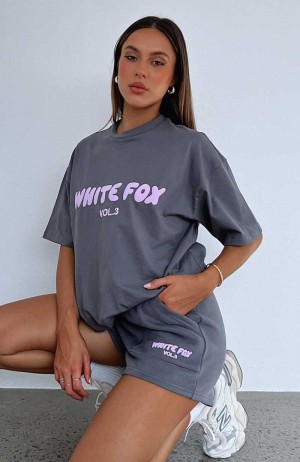 White Fox Offstage Oversized Tee Volcanic | LQJHDX-176
