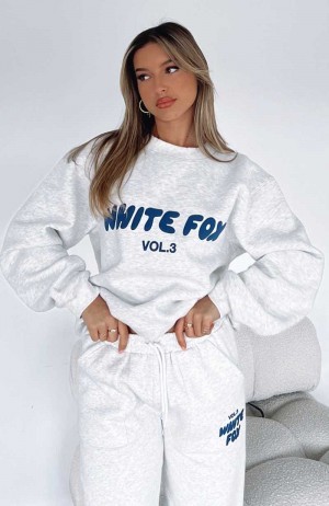 White Fox Offstage Sweater Mineral Grey | NKBMUR-810