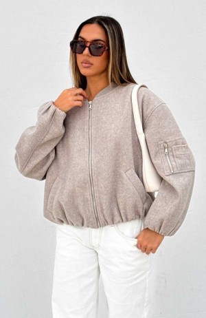 White Fox Rainy Day's Bomber Jacket Taupe | ACZVLD-153