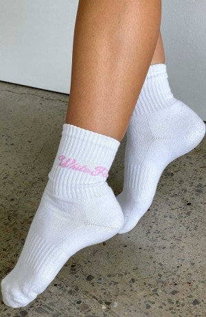 White Fox Season 7 Socks White/Pink | KPDJNM-304