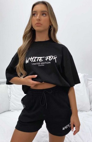 White Fox State Of Art Lounge Shorts Black | FVIXKM-289