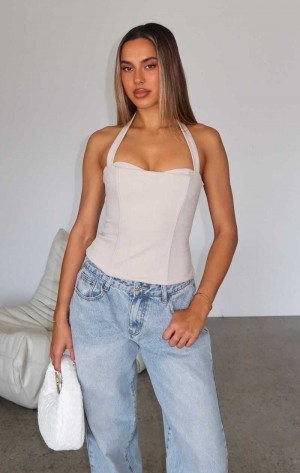 White Fox Sunrays Halter Bustier Stone | AFOSDZ-689