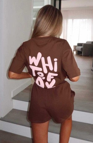 White Fox The New Standard Oversized Tee Chocolate | GLBHEZ-073