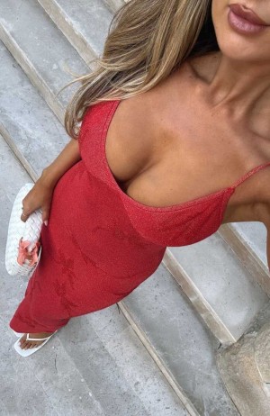 White Fox Trust Issues Maxi Dress Red | JPCYUS-159