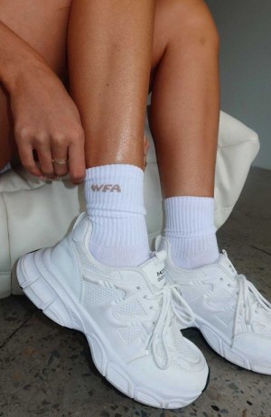 White Fox WFA Socks White/Taupe | OJZMVK-108
