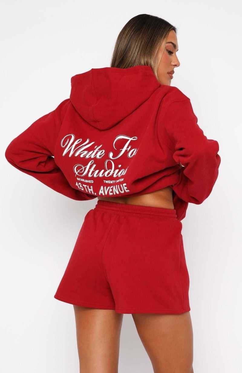 White Fox 13th Avenue Lounge Shorts Red | NZJVKT-981