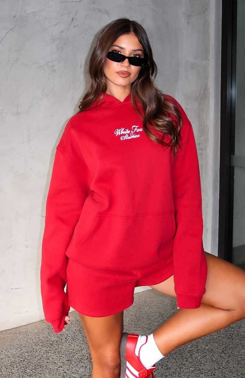 White Fox 13th Avenue Oversized Hoodie Red | TKHMVO-207