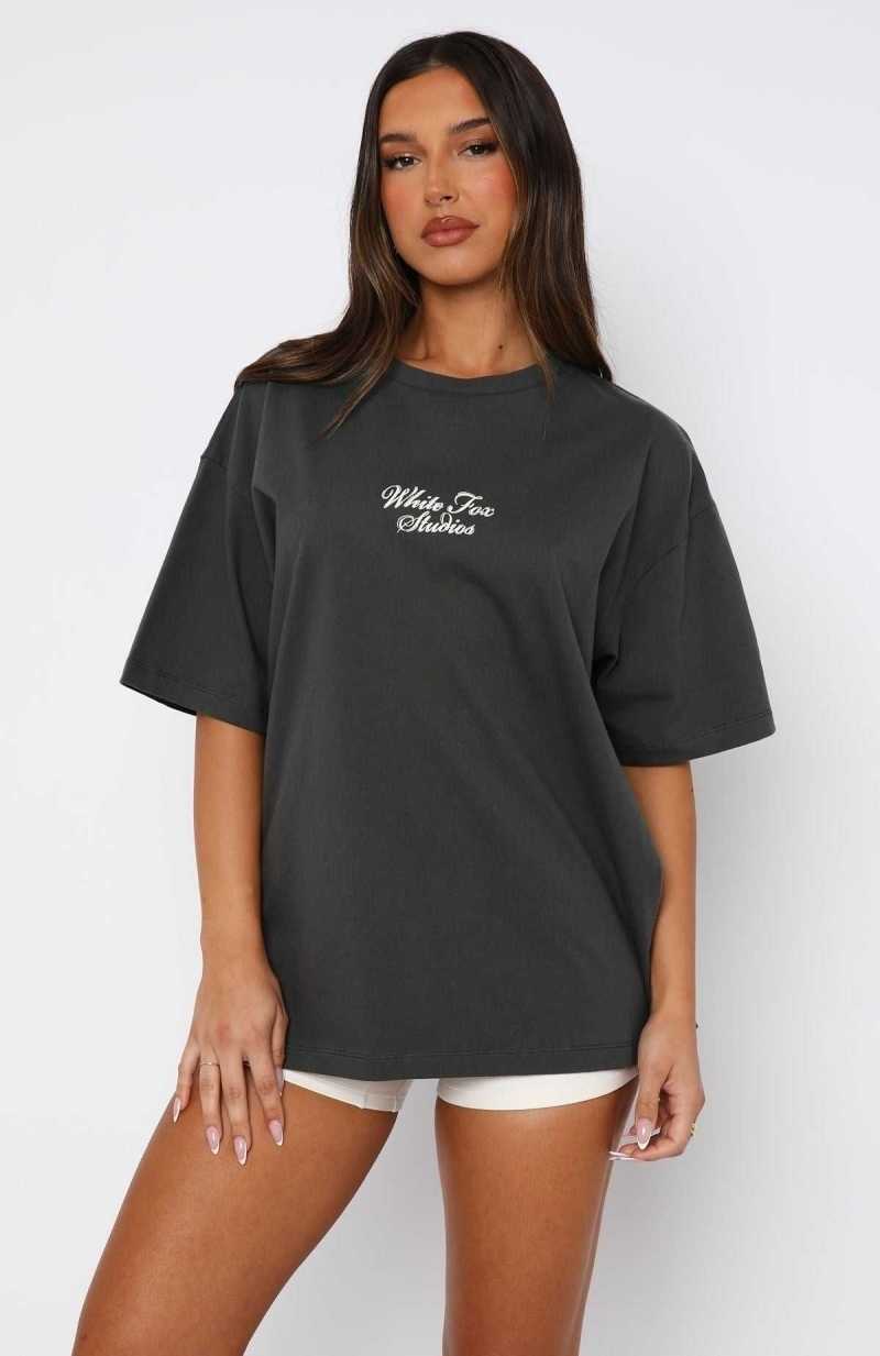 White Fox 13th Avenue Oversized Tee Volcanic | DPHRZQ-153