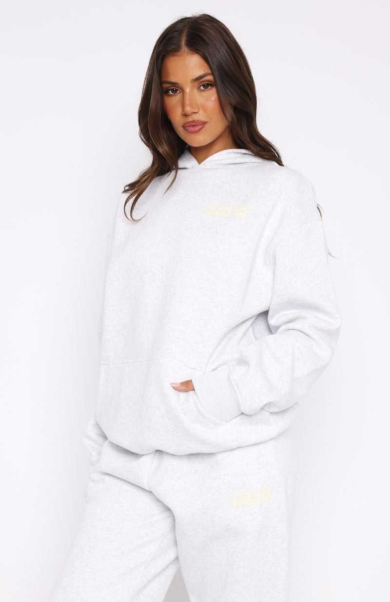 White Fox Active Club Oversized Hoodie Grey Marle | UQNFOS-048