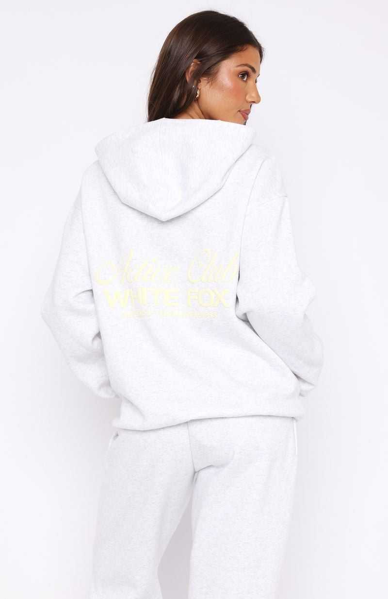 White Fox Active Club Oversized Hoodie Grey Marle | UQNFOS-048