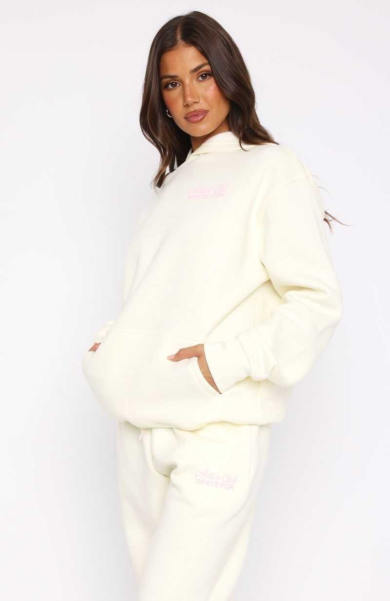 White Fox Active Club Oversized Hoodie Off White | RAGNKY-712