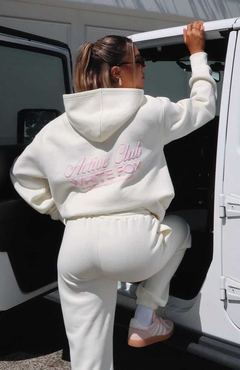 White Fox Active Club Oversized Hoodie Off White | RAGNKY-712
