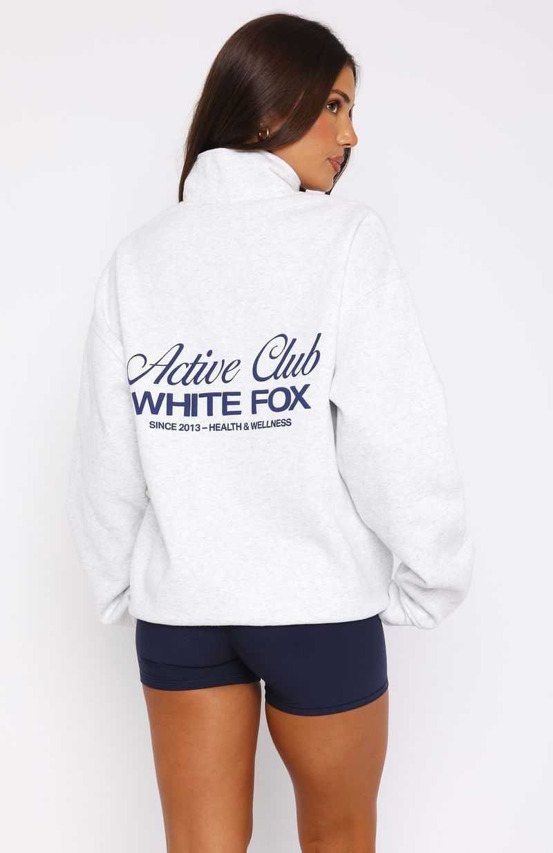 White Fox Active Club Quarter Zip Sweater Grey Marle | CFMPDK-427