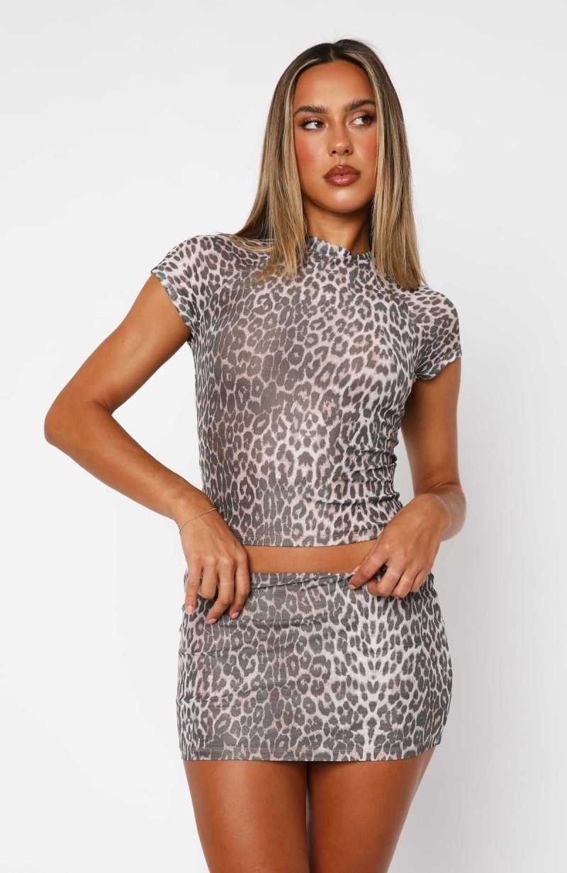 White Fox Addicted To You Mini Skirt Leopard | SKFMWD-953