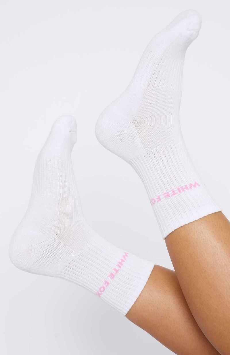 White Fox All For It Socks White/Pink | EGLAMU-679