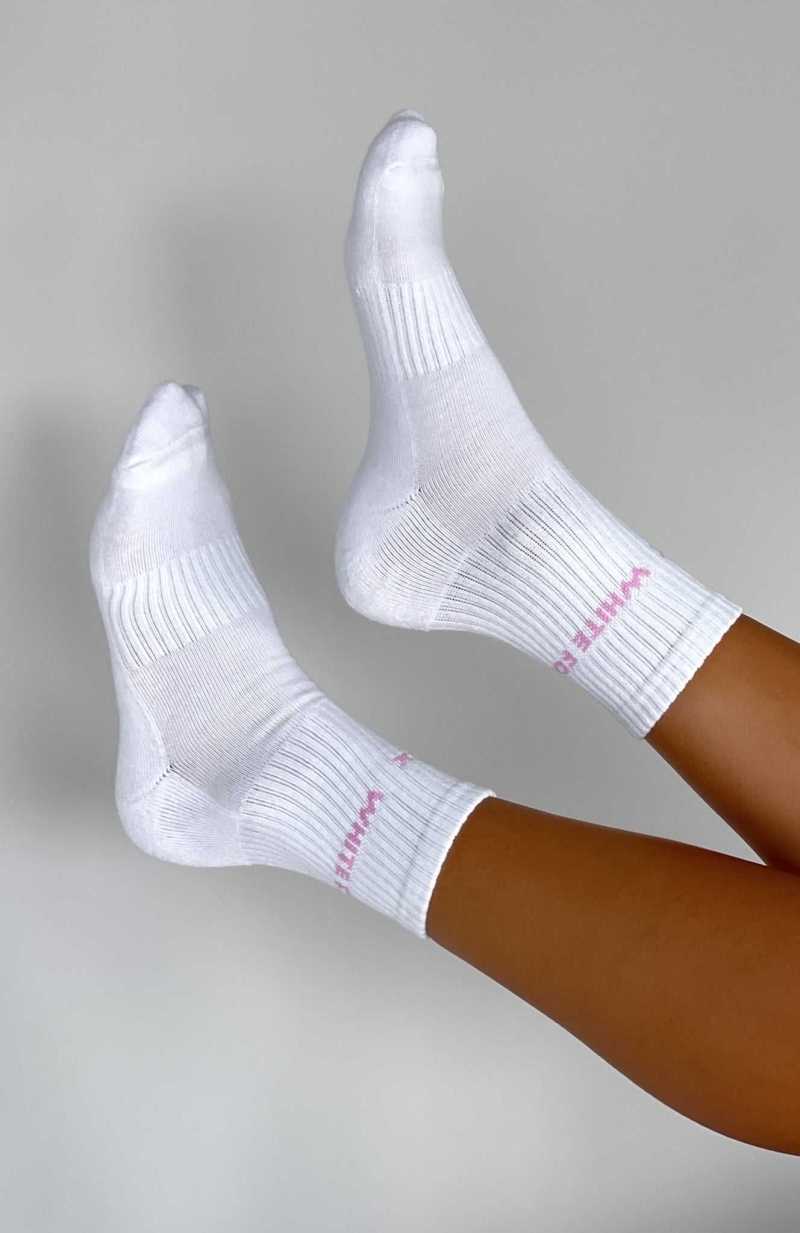 White Fox All For It Socks White/Pink | EGLAMU-679
