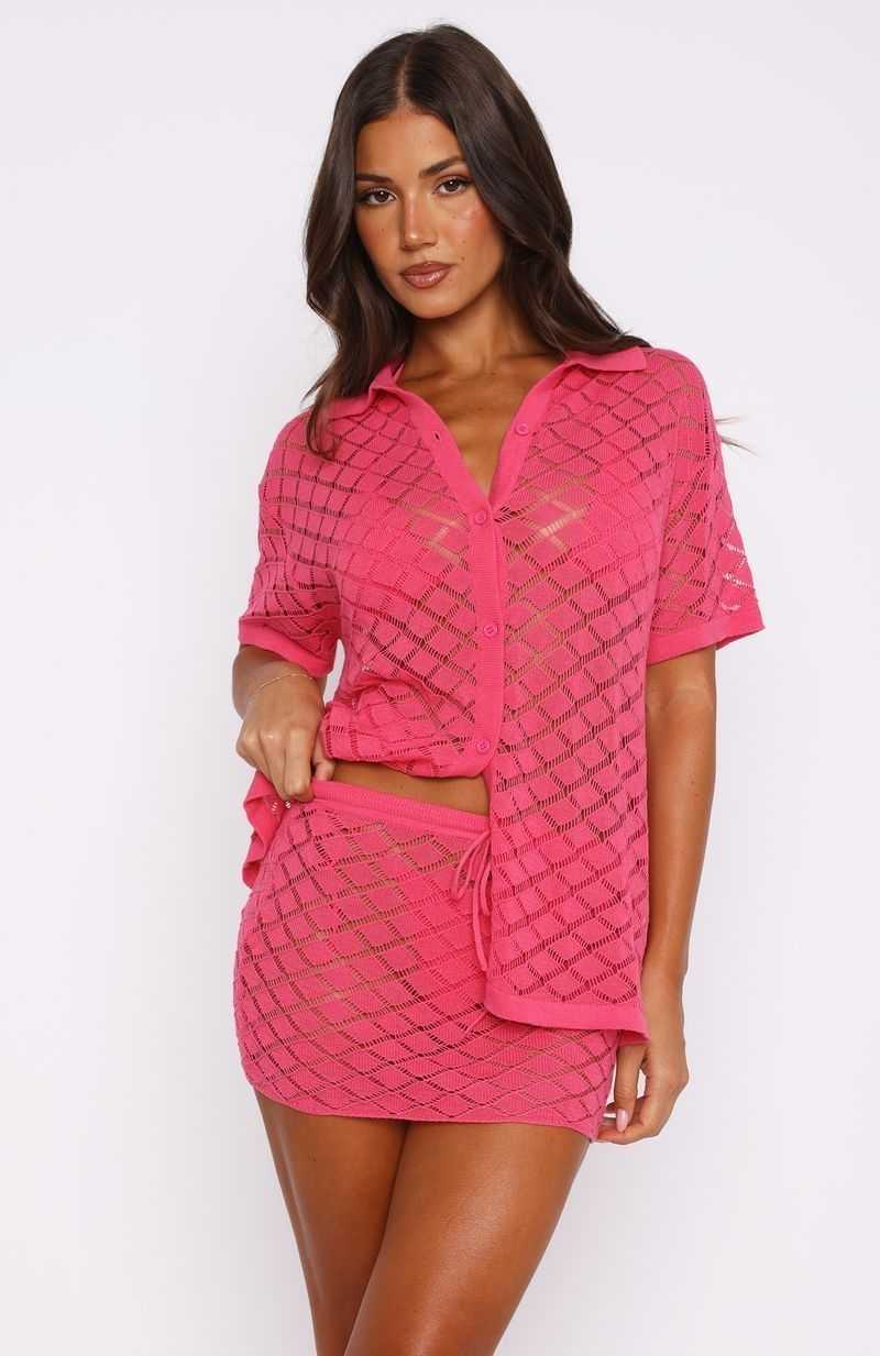 White Fox All For Me Knit Mini Skirt Candy Pink | DSNALV-612