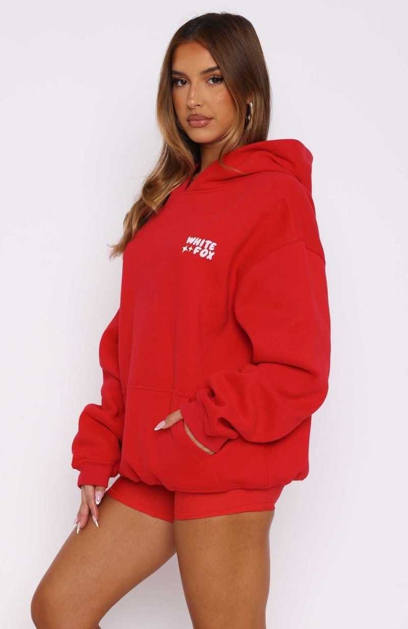 White Fox All I Want For Christmas Oversized Hoodie Red | RIJSZT-796