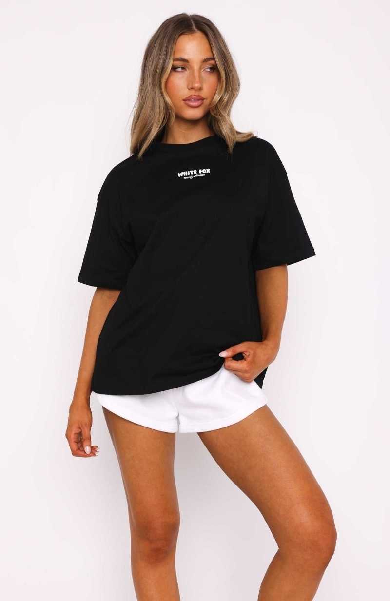 White Fox All I've Got Oversized Tee Black | IJDYZO-840