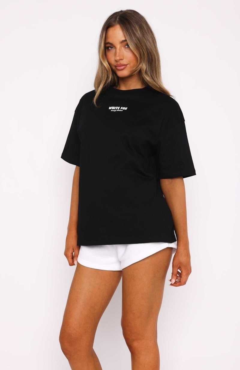 White Fox All I've Got Oversized Tee Black | IJDYZO-840