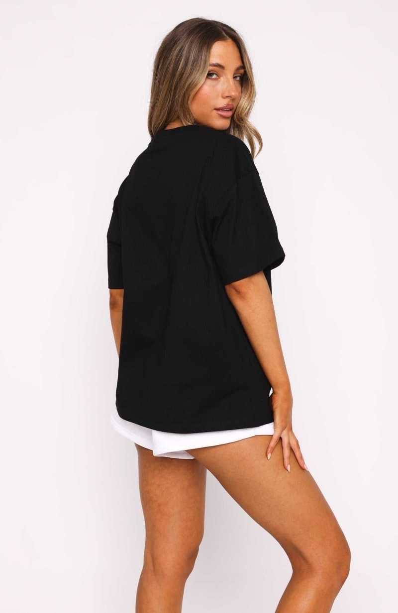 White Fox All I've Got Oversized Tee Black | IJDYZO-840