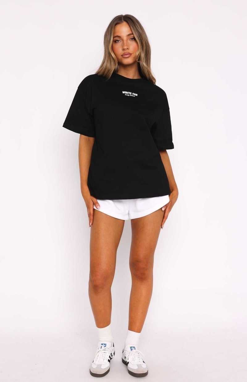 White Fox All I've Got Oversized Tee Black | IJDYZO-840
