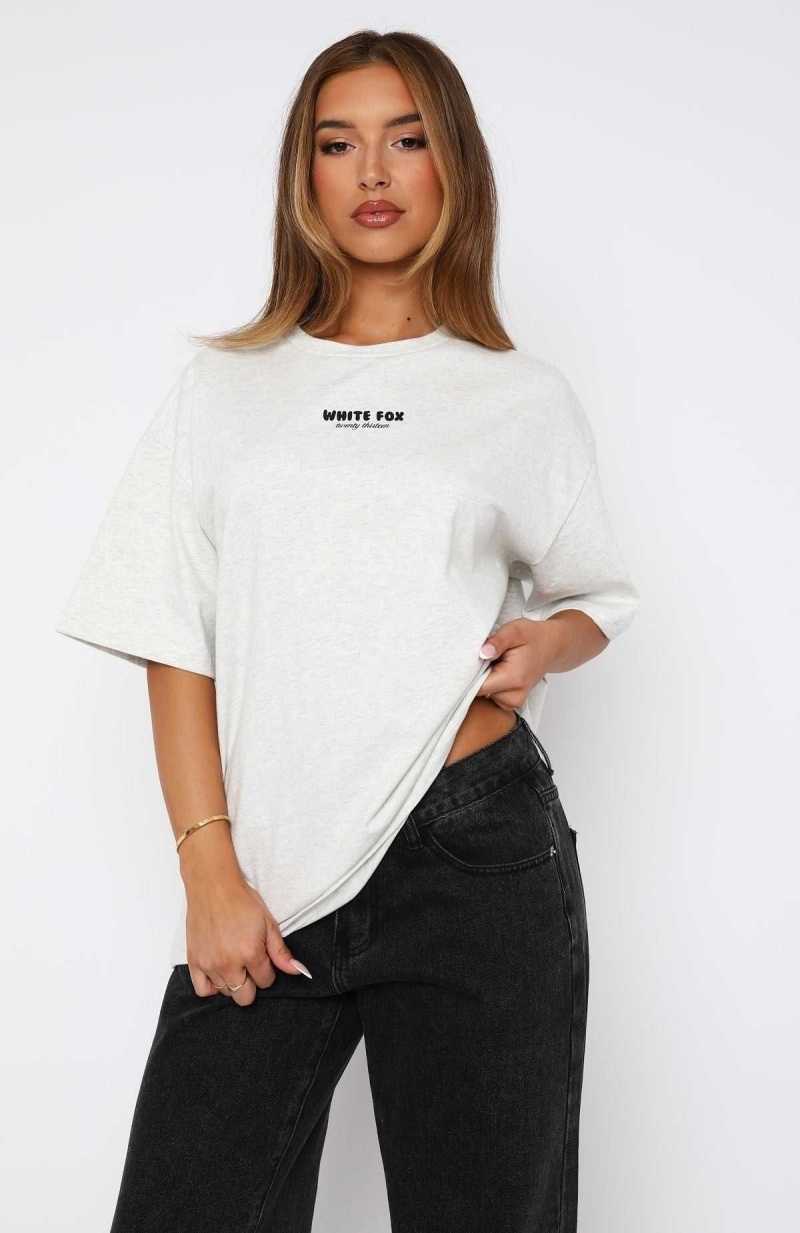 White Fox All I've Got Oversized Tee Grey Marle | XCSTMU-356