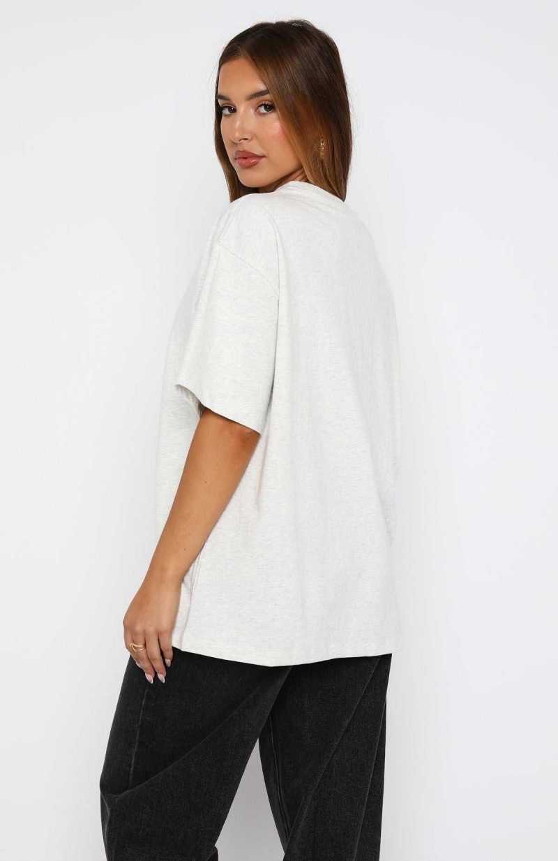White Fox All I've Got Oversized Tee Grey Marle | XCSTMU-356