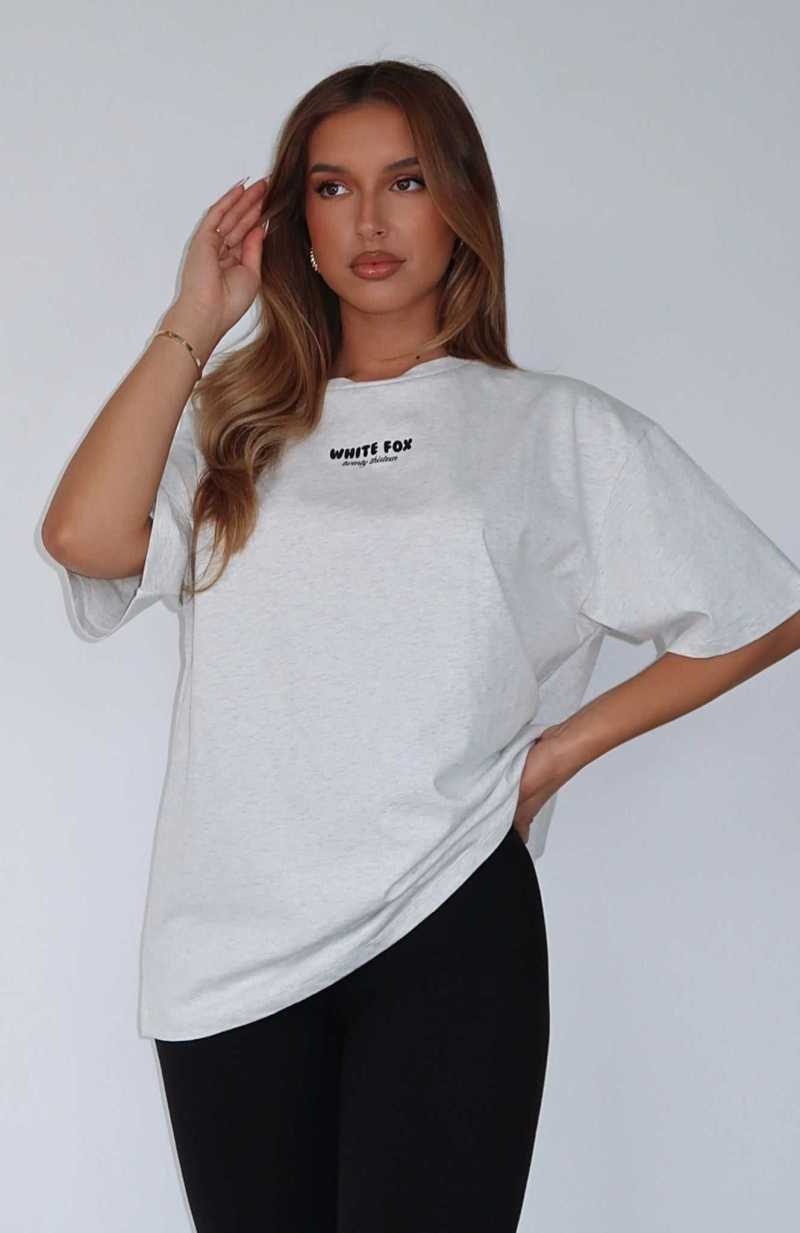 White Fox All I've Got Oversized Tee Grey Marle | XCSTMU-356