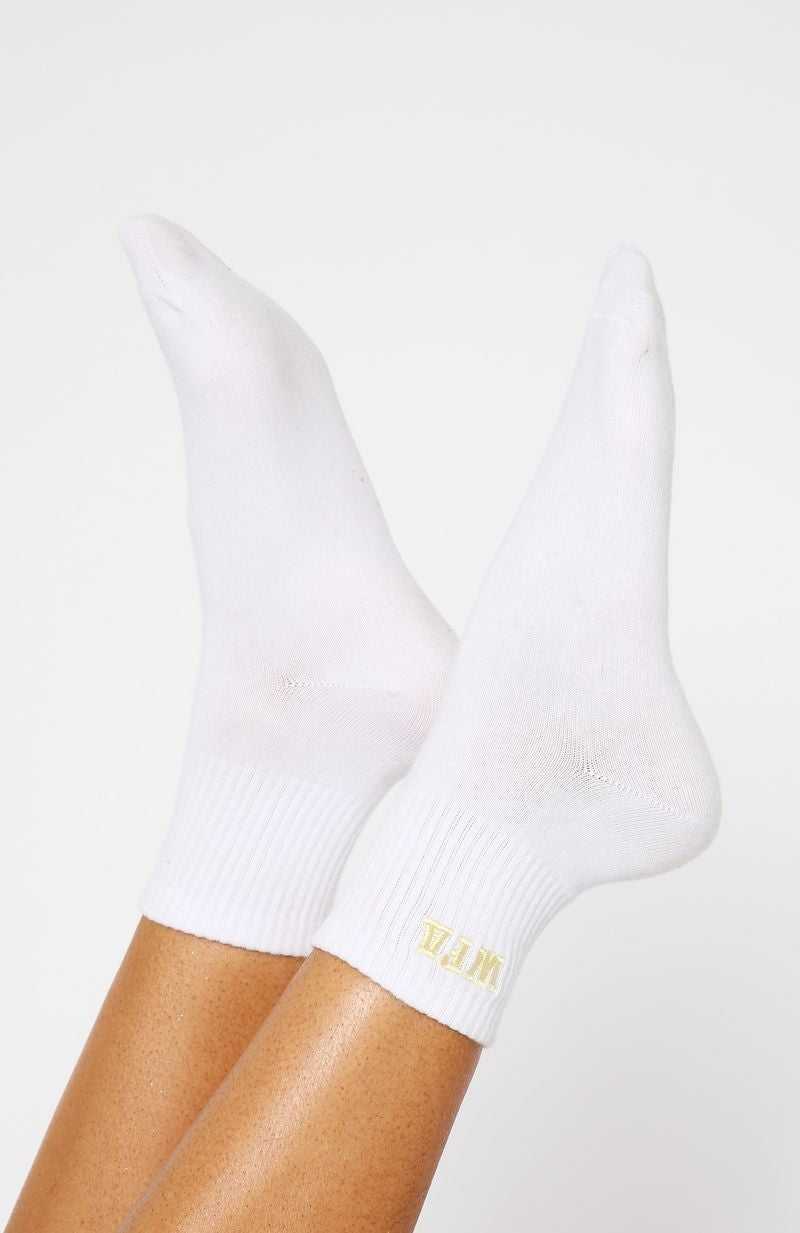 White Fox All My Highs Socks White/Lemon | PAEMYG-397