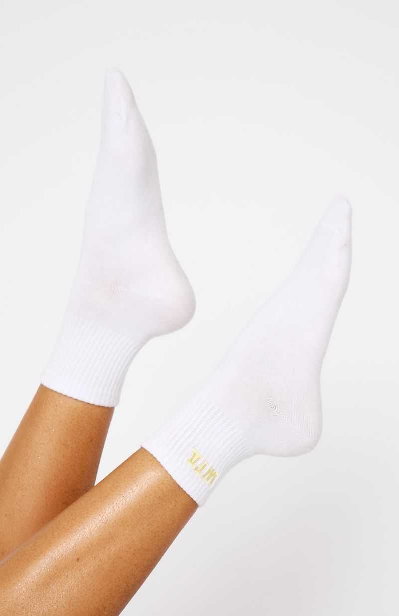 White Fox All My Highs Socks White/Lemon | PAEMYG-397