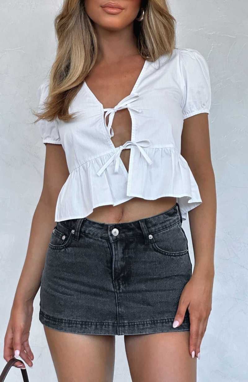 White Fox All Your Problems Denim Skort Black Acid | DVPBIS-469