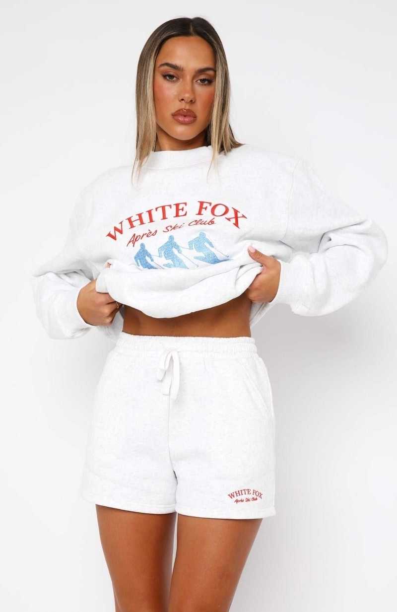 White Fox Après Ski Club Lounge Shorts Grey Marle | CXMIJK-065