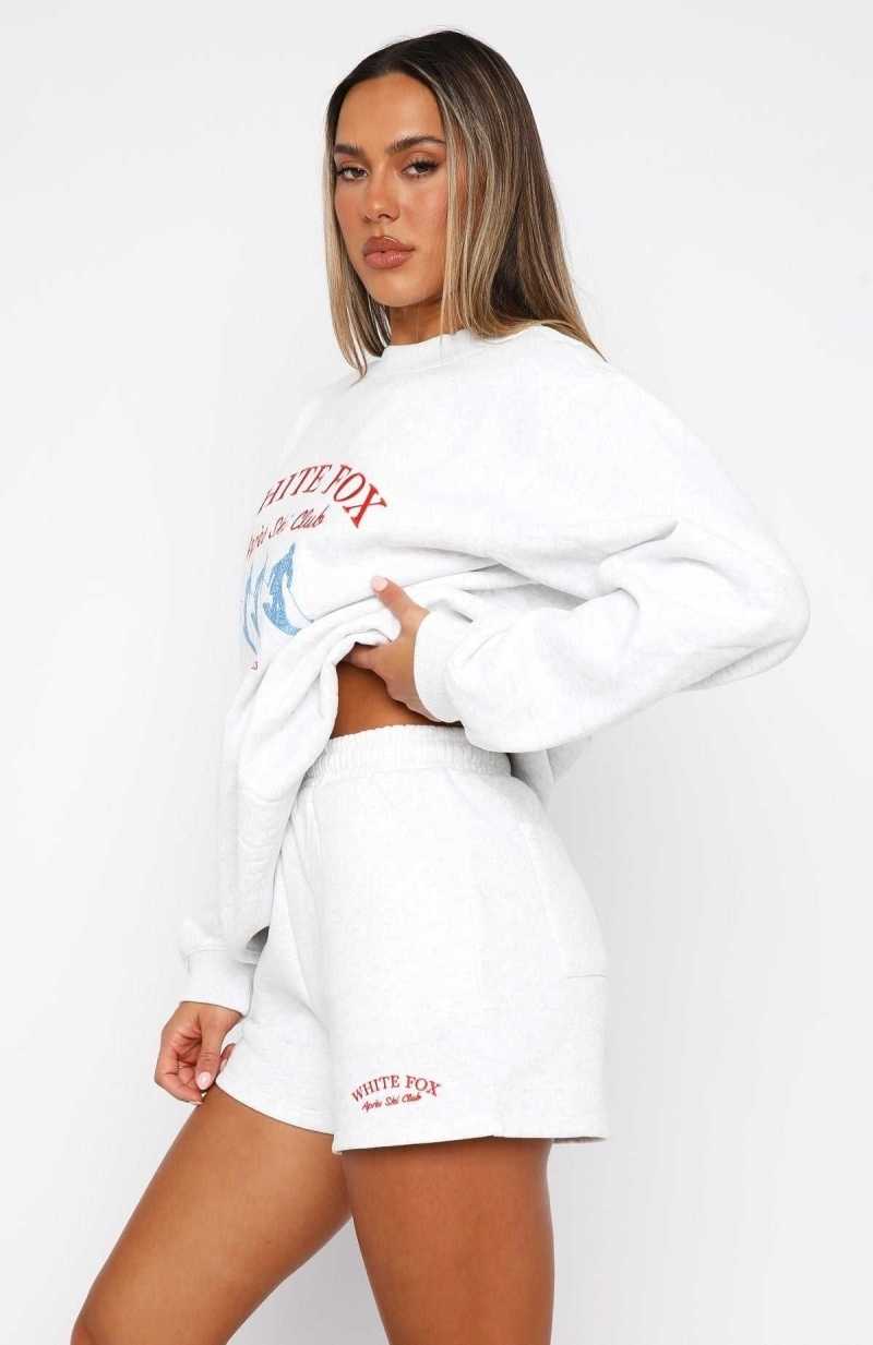White Fox Après Ski Club Lounge Shorts Grey Marle | CXMIJK-065