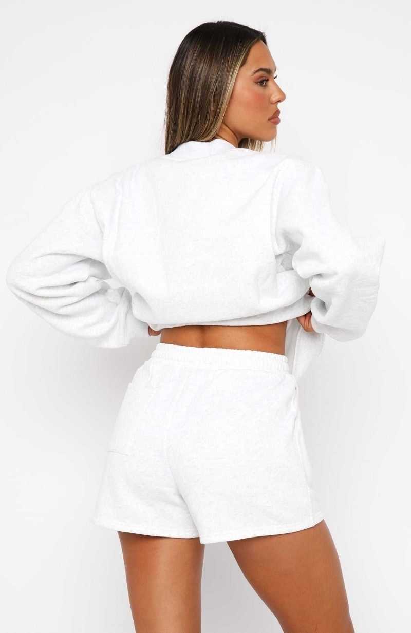 White Fox Après Ski Club Lounge Shorts Grey Marle | CXMIJK-065