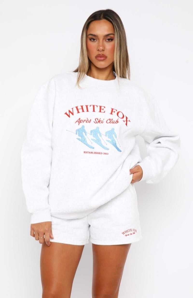 White Fox Après Ski Club Oversized Sweater Grey Marle | RGHZQN-670
