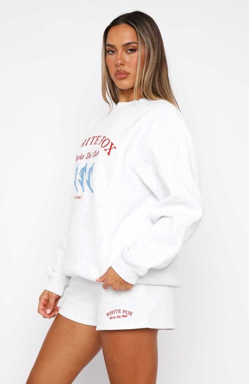 White Fox Après Ski Club Oversized Sweater Grey Marle | RGHZQN-670