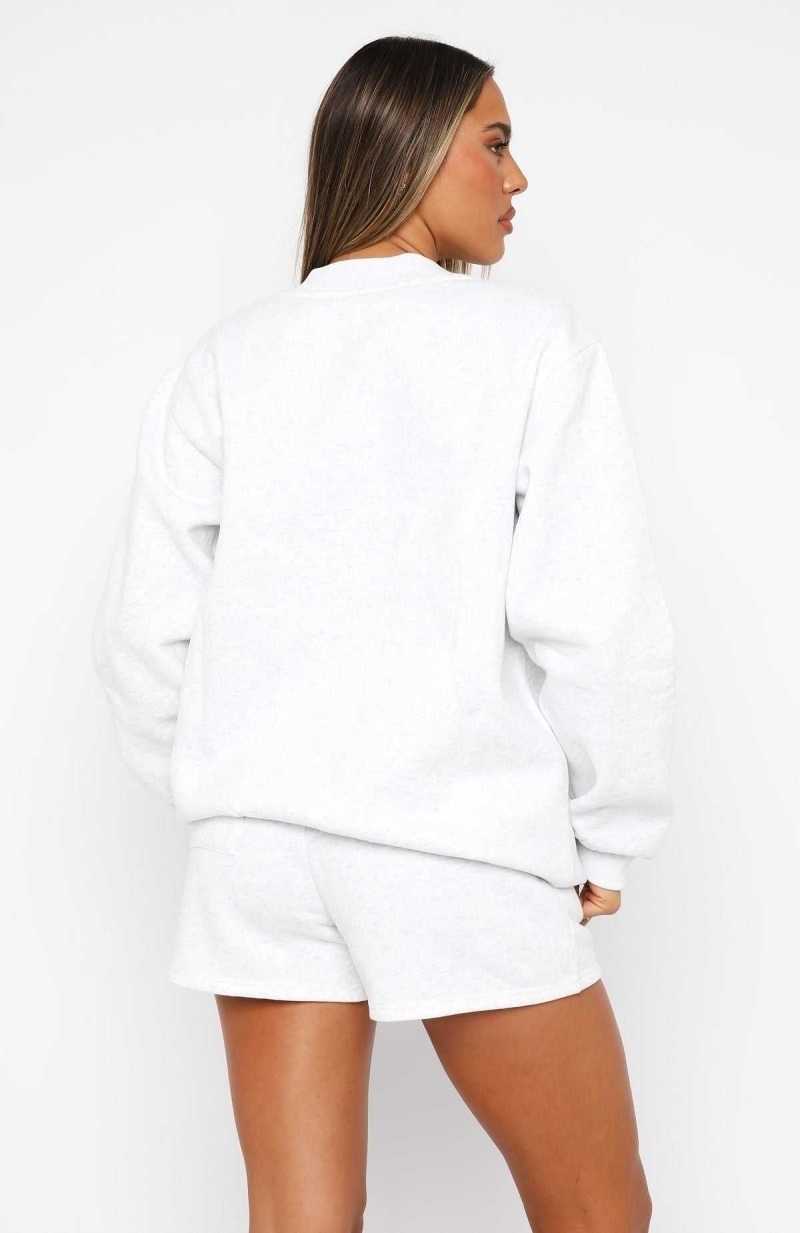 White Fox Après Ski Club Oversized Sweater Grey Marle | RGHZQN-670
