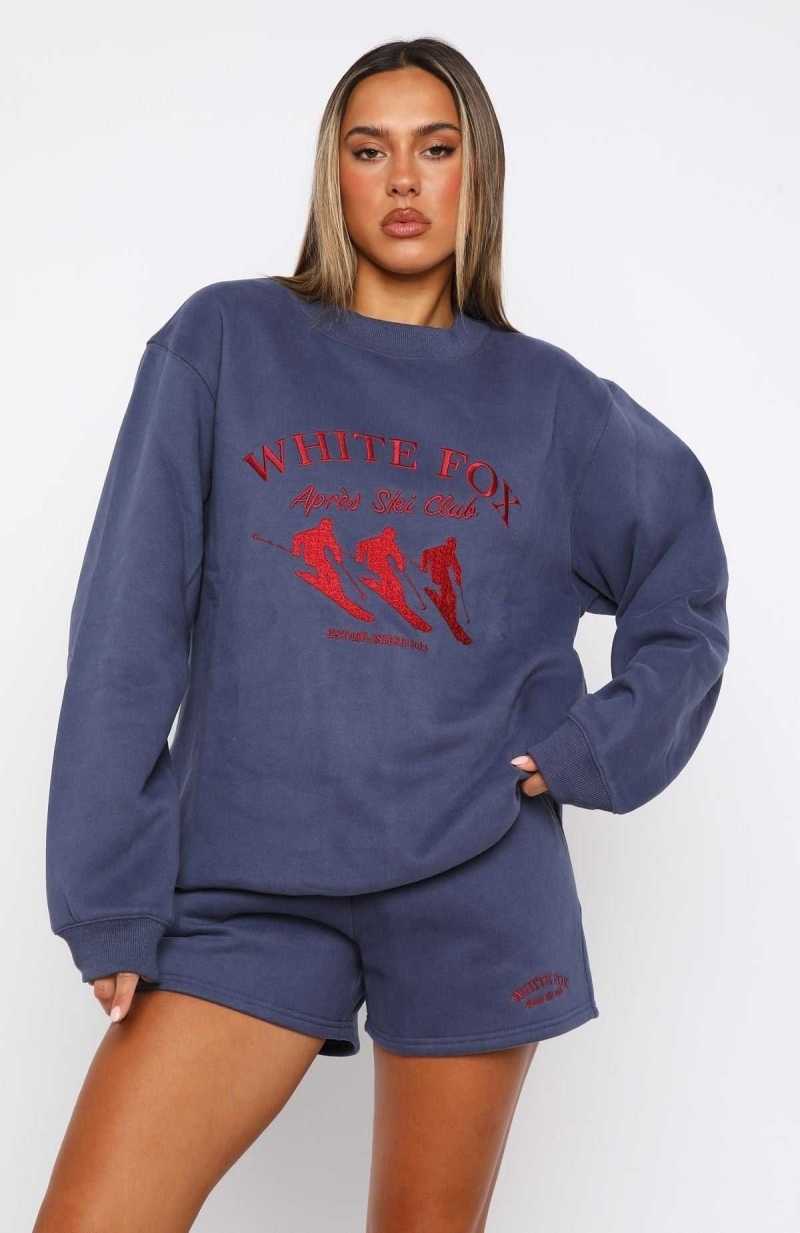 White Fox Après Ski Club Oversized Sweater Navy | RLWJSE-523