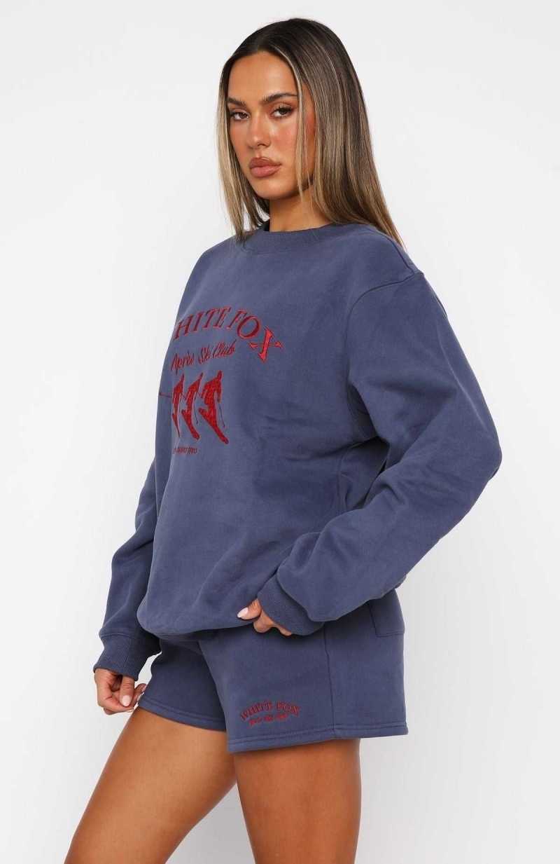 White Fox Après Ski Club Oversized Sweater Navy | RLWJSE-523