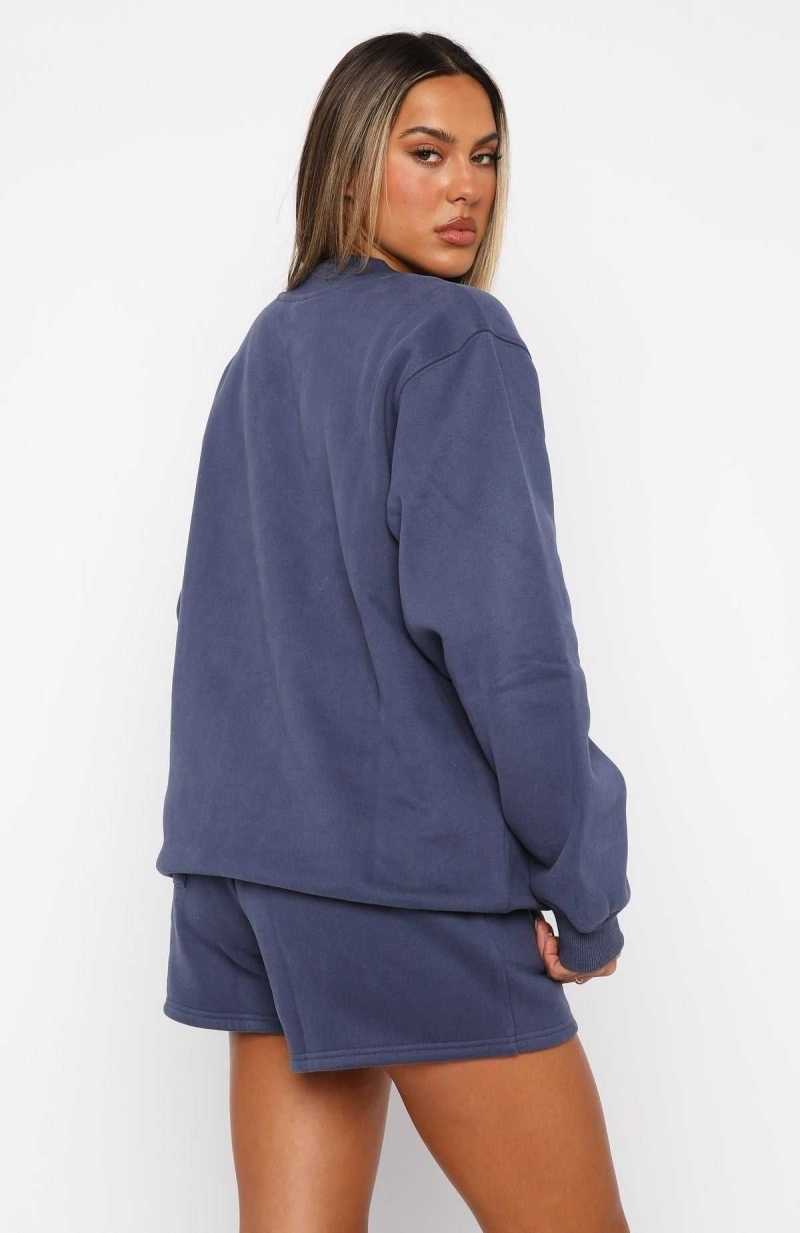 White Fox Après Ski Club Oversized Sweater Navy | RLWJSE-523